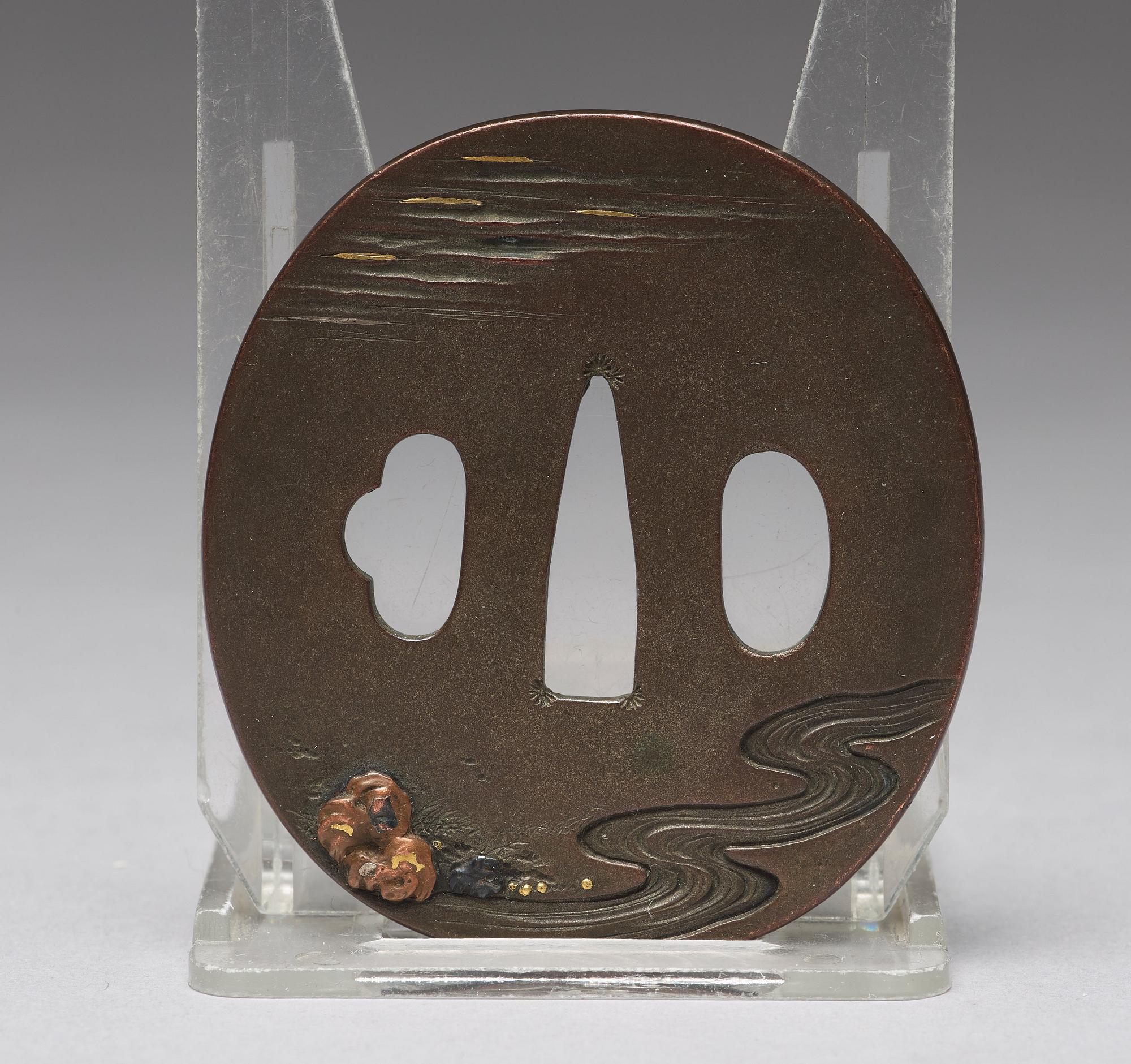 TSUBA, brons. Japan, troligen attribuerad till Yano Tsunenano, Edo (1603-1868).