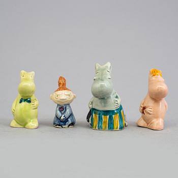 SIGNE HAMMARSTEN-JANSSON, eight moomin ceramic characters by Arabia in the 1950's.