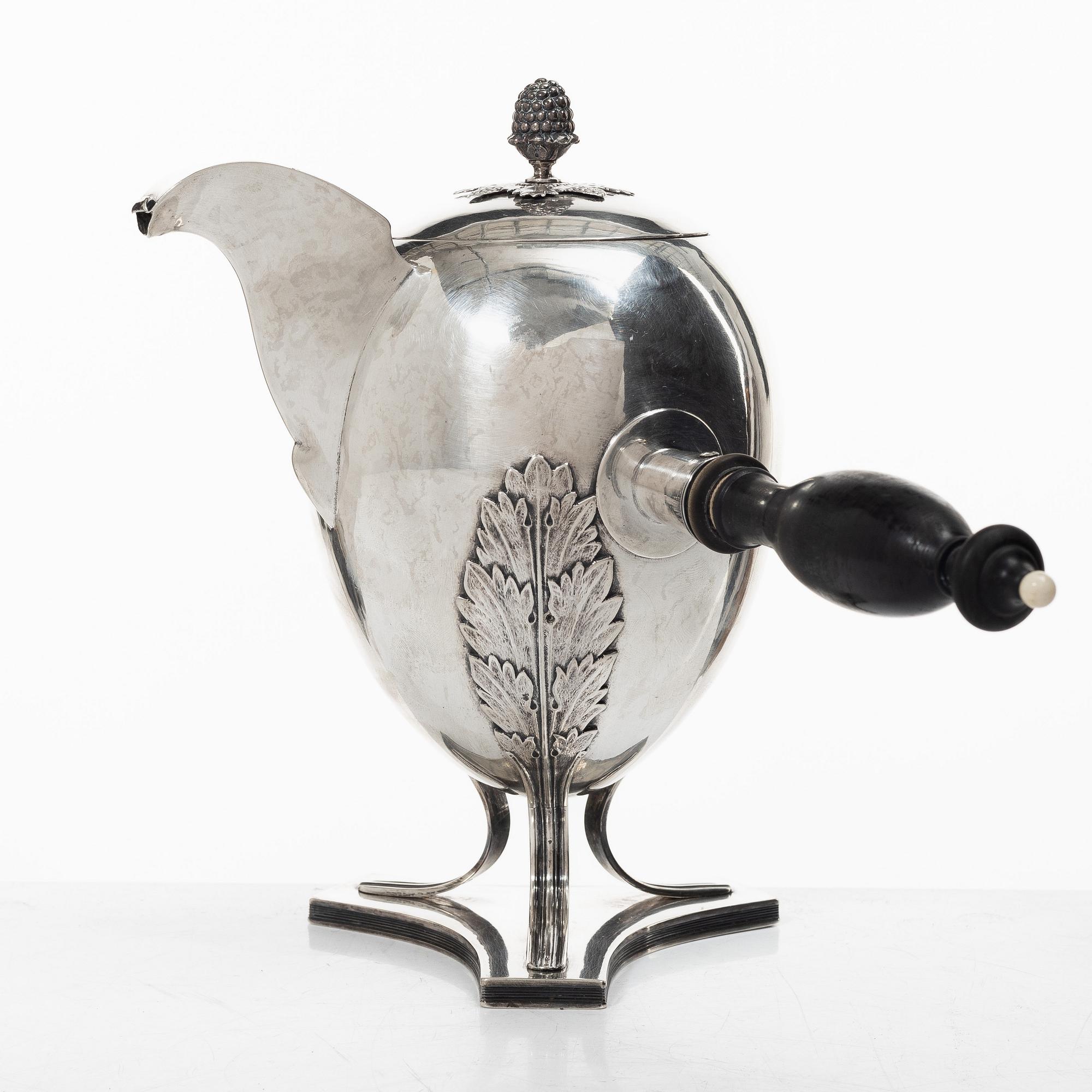Gustaf Folcker, A swedish silver Empire coffee pot, mark of Gustaf Folcker, Stockholm 1820.
