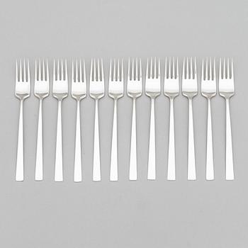 Bertel Gardberg, A 60-piece set of "Birgitta" silver cutlery, marked BG, Hopeatehdas oy, Helsinki 1956-1961.