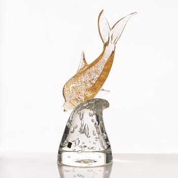 Oscar Zanotti, a dolphin glass sculpture, Zanotti, Murano, Italy.