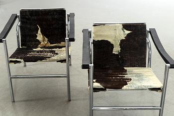 LE CORBUSIER, a pair of armchairs, "LC 1", Cassina.