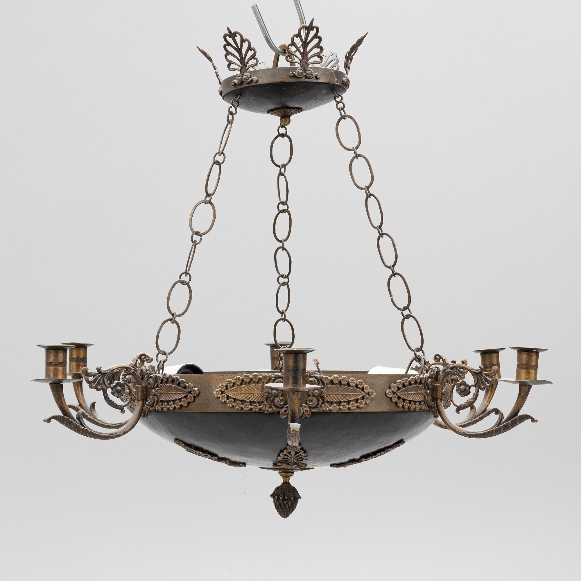 An Empire style ceiling lamp, late 19th century.