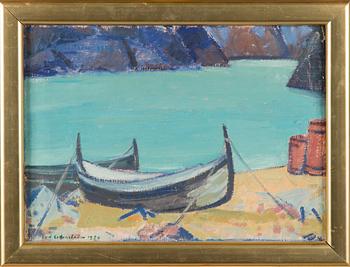 Eva Cederström, Boats on the shore.