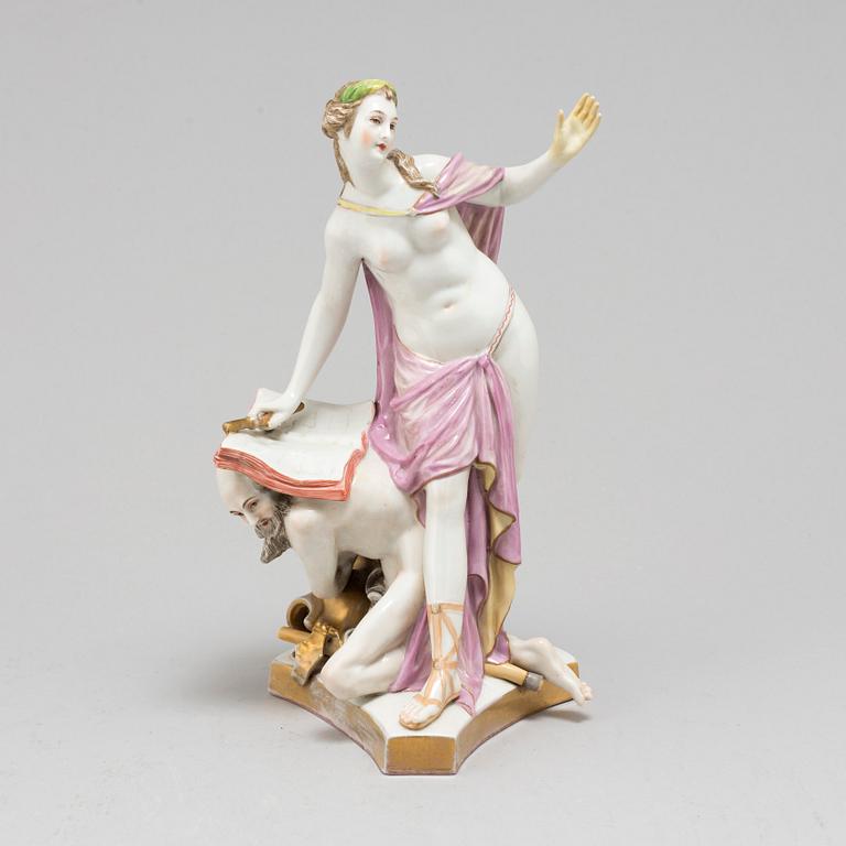 A German porcelain figure, 19th Century. Marked R.