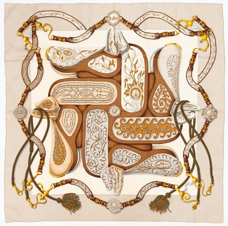 Hermès, a 'Festival' silk scarf.