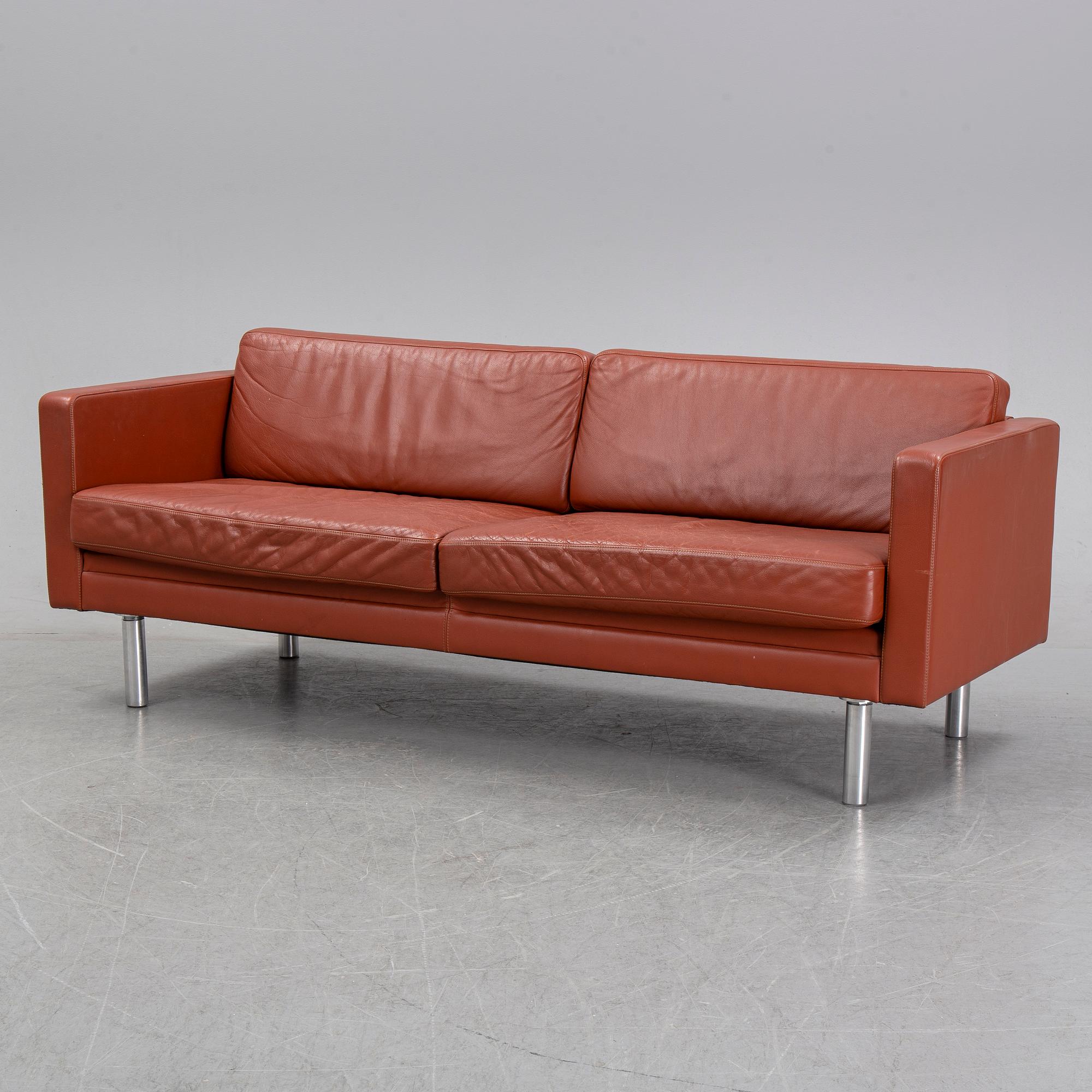 A leather sofa, JOC Vetlanda, second half of the 20th century.