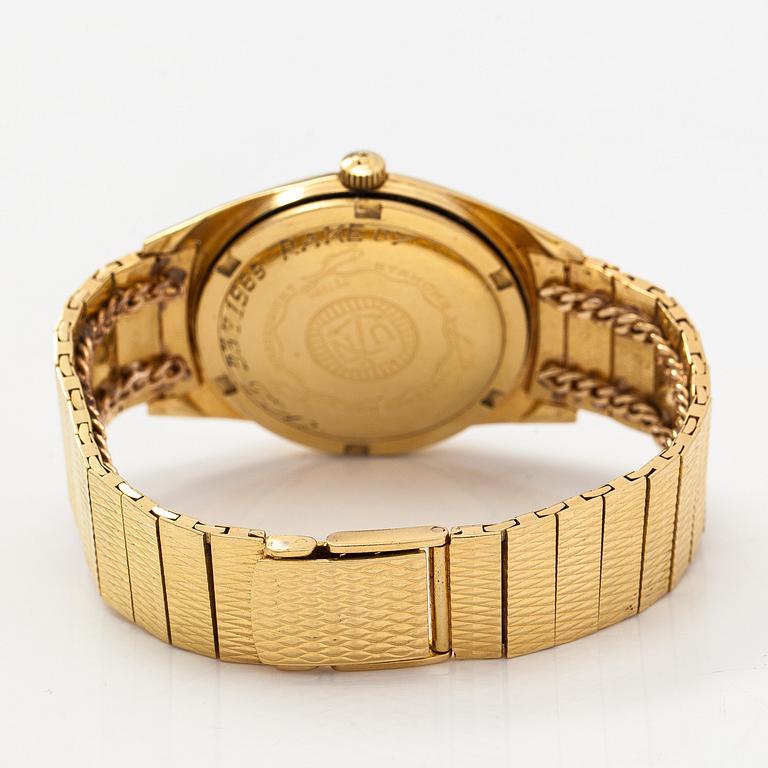 Ulysse Nardin, Jubilé 4000, wristwatch, 34 mm, 18K gold, automatic, plastic crystal.