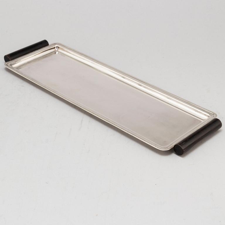 FOLKE ARSTRÖM, cocktailglas, 6 st, samt  bricka, nysilver, 1930/40-tal.