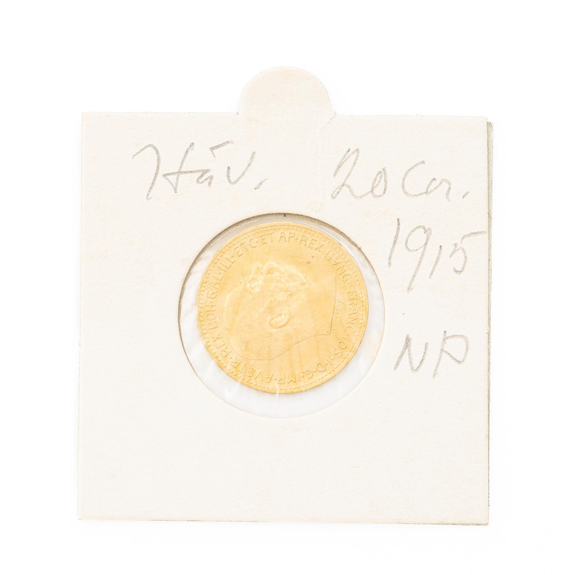 Guldmynt, Österrike-Ungern, 20 Corona, 1915.