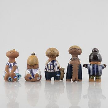 Lisa Larson, figuriner, 5 st, stengods, ur serien "Larsons ungar", Gustavsberg.