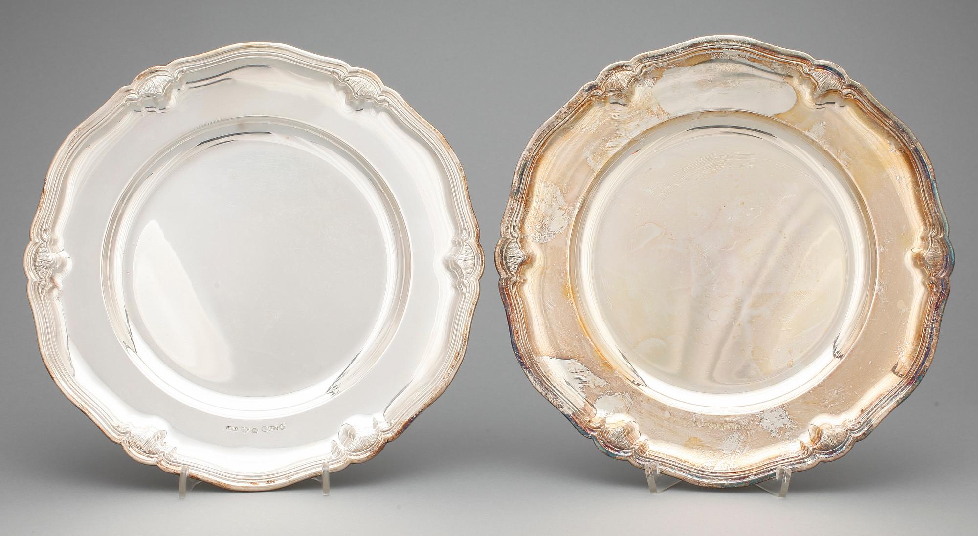 TALLRIKAR, 6 st, silver, GAB, Stockholm, 1938. Total vikt ca 2180 g.