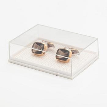 A pair of 14K gold cufflinks with smoaky quartzes. Liitola & Koistinen kultasepät, Turku 1977.