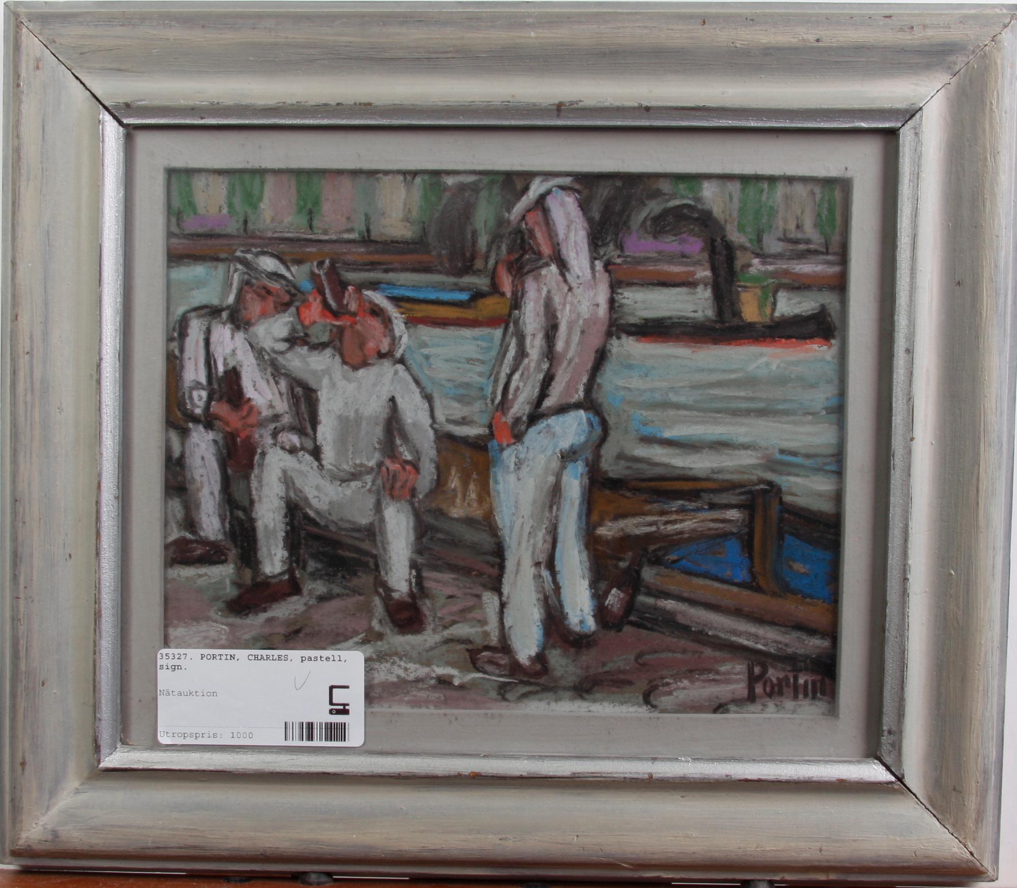 PORTIN, CHARLES, pastell, sign.
