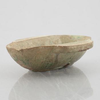 A Chinese glazed ceramic dish, Han dynasty (206 B.C-220 A.D.).