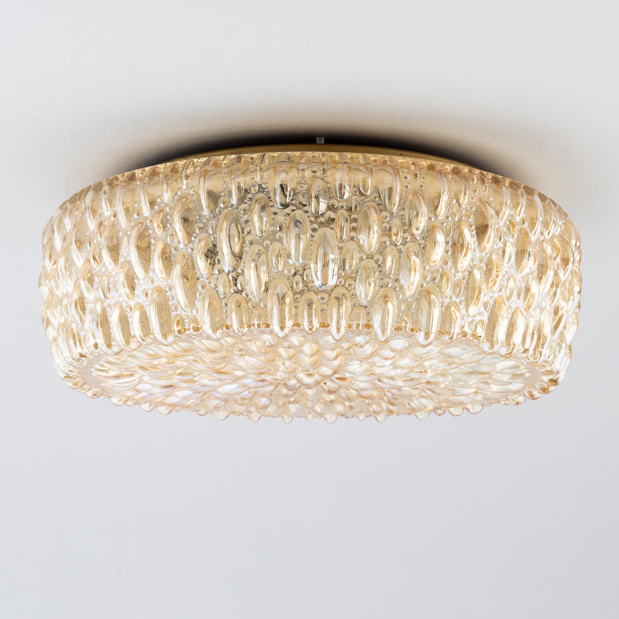 A glass ceiling light, Glashütte Limburg, Germany.