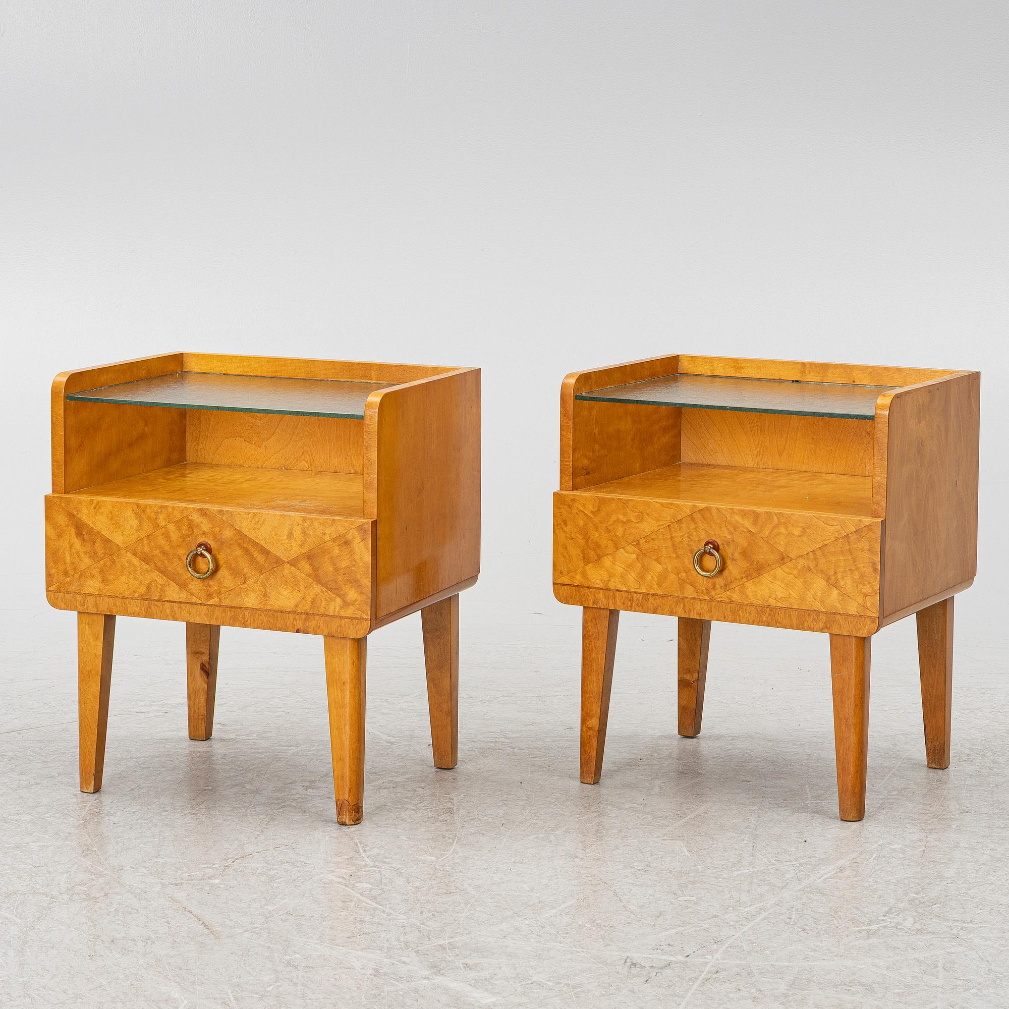 Bedside tables, a pair, Swedish Modern, 1940s.