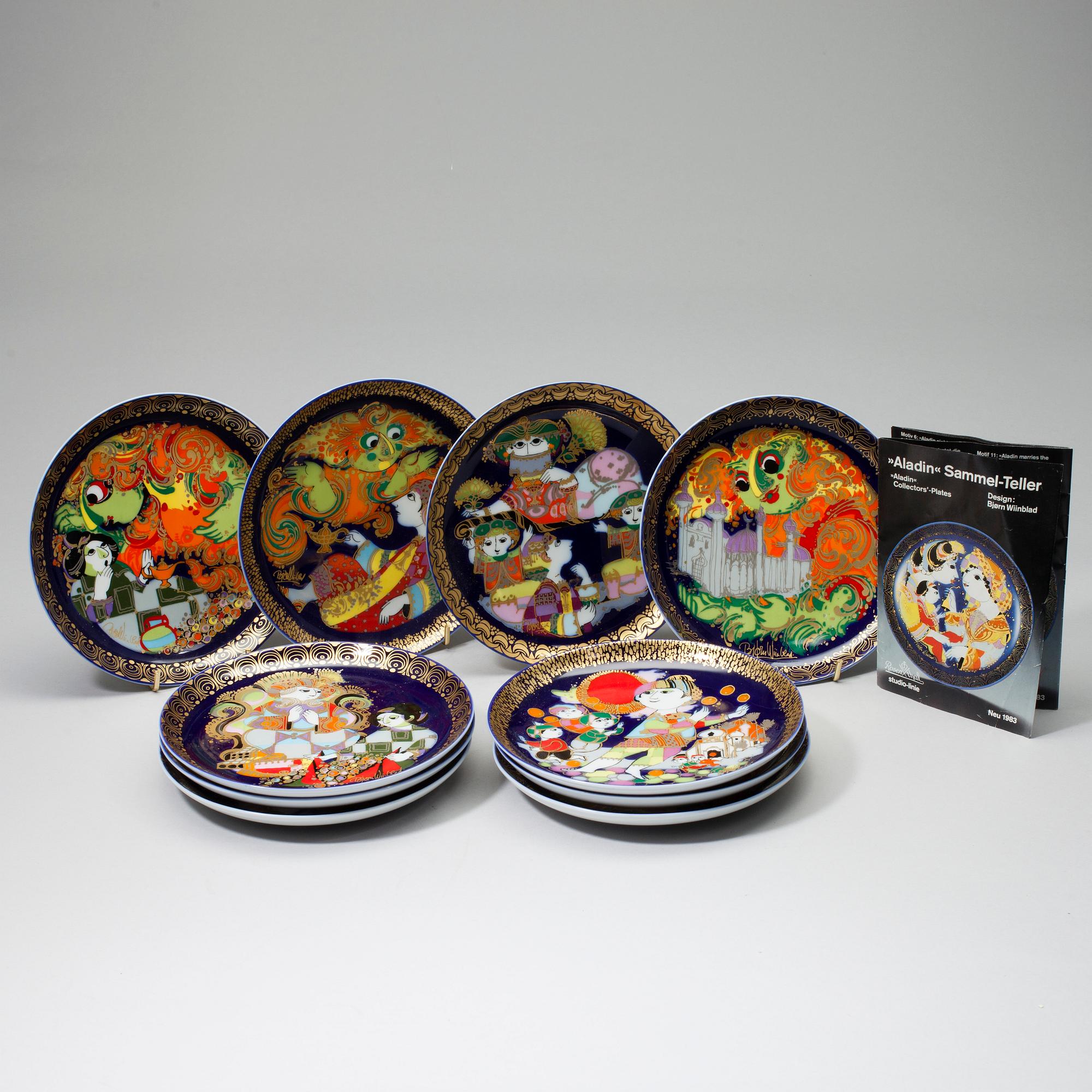 SAMLARTALLRIKAR, 10 st, porslin, Björn Wiinblad, Rosenthal studio-linie. 1980-tal.