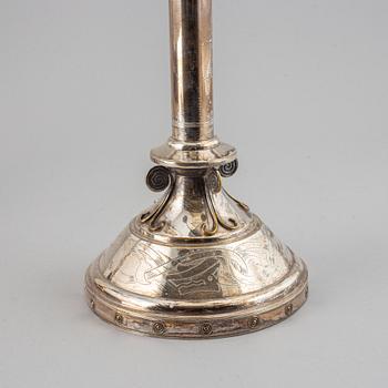 Kandelabrar, ett par, nysilver. Jugend, 1900-talet början.