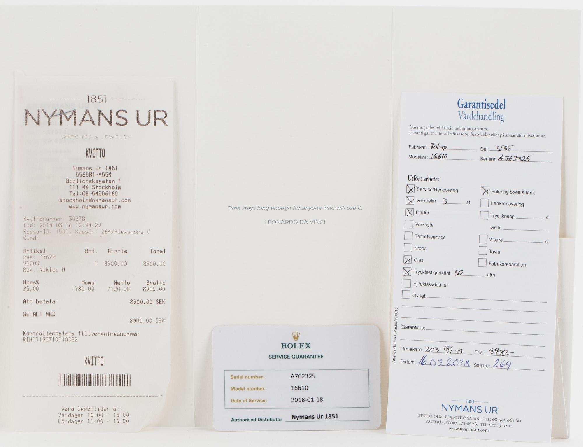 ROLEX, Oyster Perpetual Date, Submariner (1000ft=300m, SWISS MADE), Chronometer, wristwatch, 40 mm.