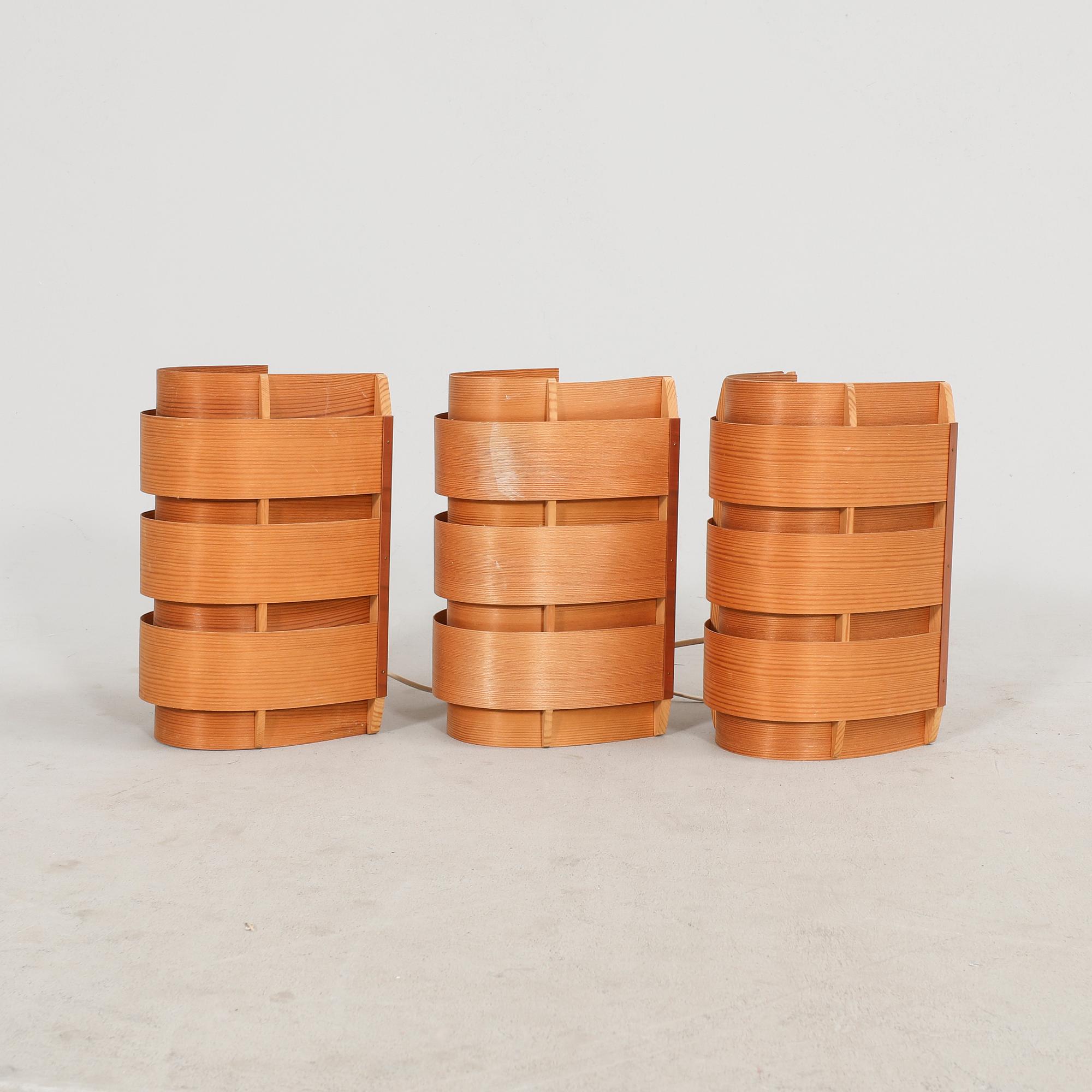 Hans-Agne Jakobsson, vägglampor 3 st "Lysett" Markaryd 1970-tal.