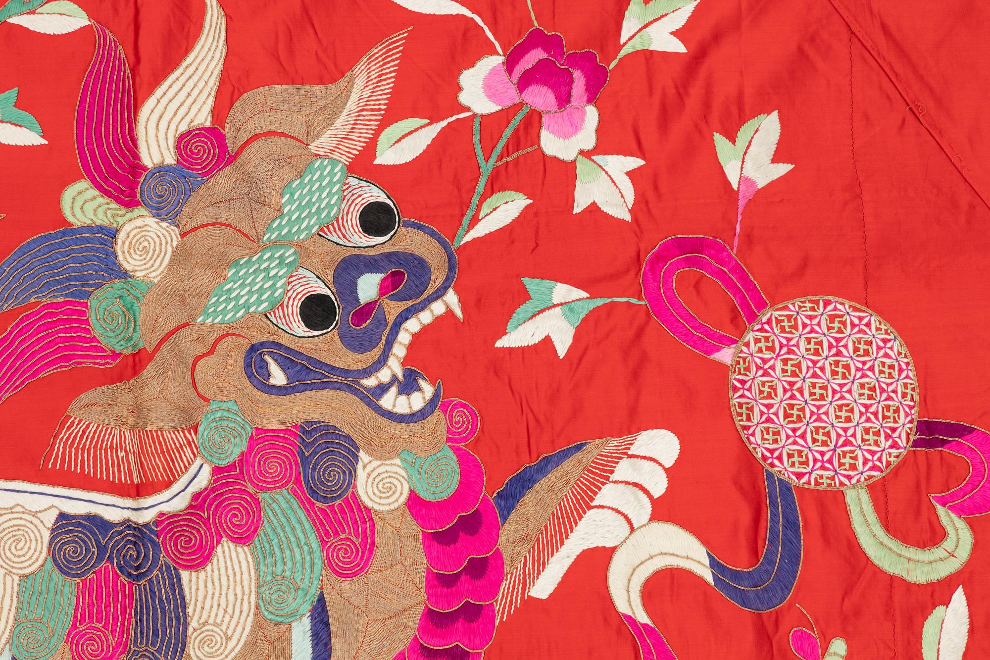 Väggbonad/täcke, siden, Korea, 1900-tal.