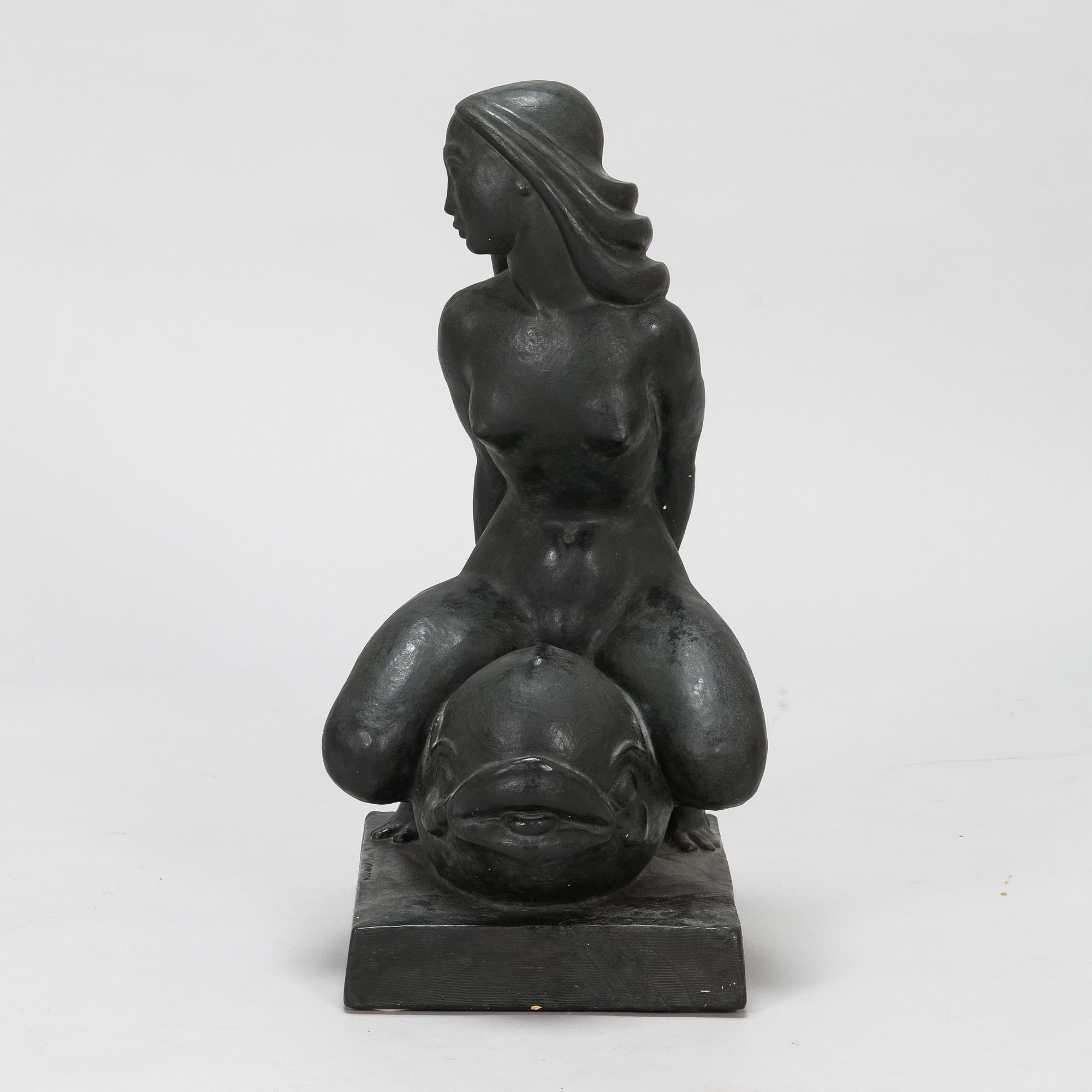 Ivar Johnsson, a painted plaster sculpture, signed.