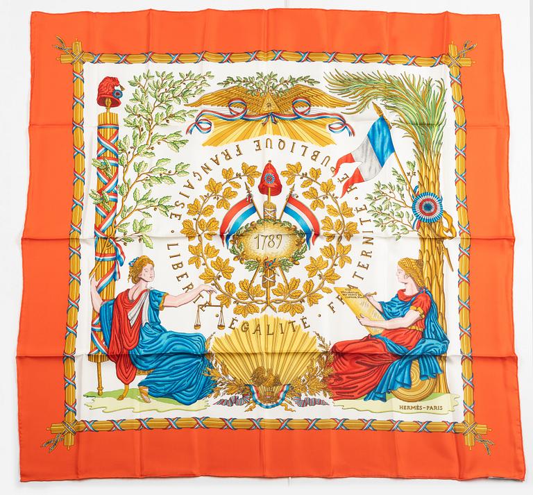 Hermès, scarf, "1789 Liberté Égalité Fraternité".