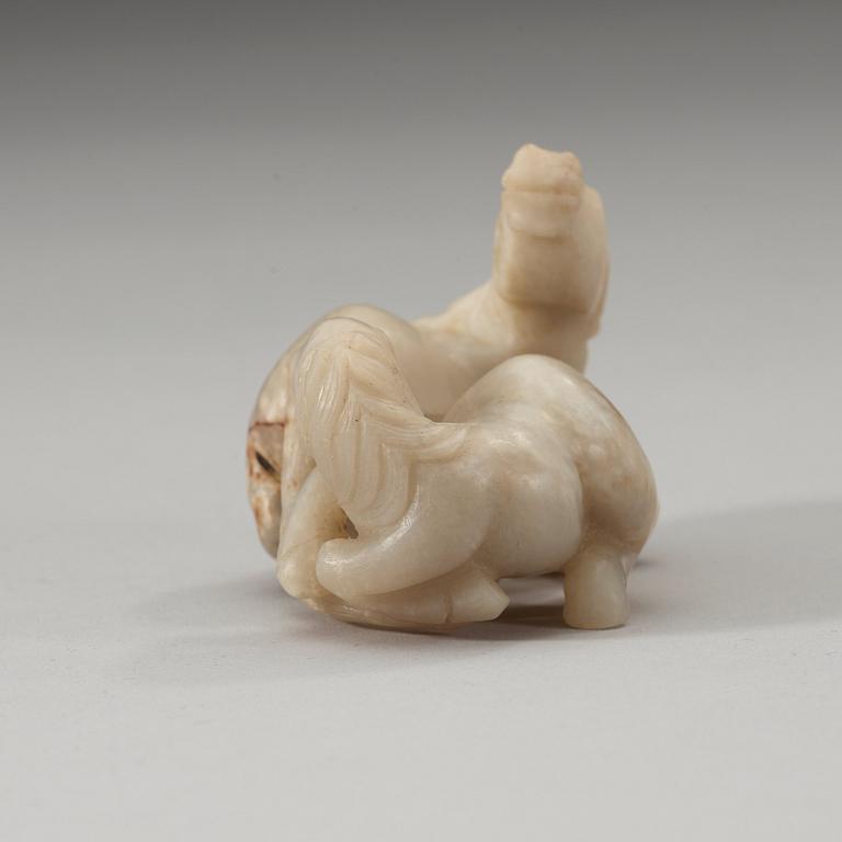 A nephrite figure of horses, China.