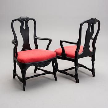 A PAIR OF ARMCHAIRS, Rococo, 18th century, Sweden.