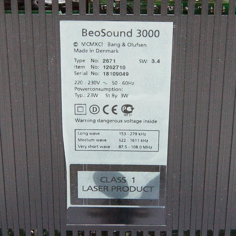 STEREO, "Beosound 3000", David Lewis, Bang & Olufsen, tillverkad mellan 2000 - 2006.