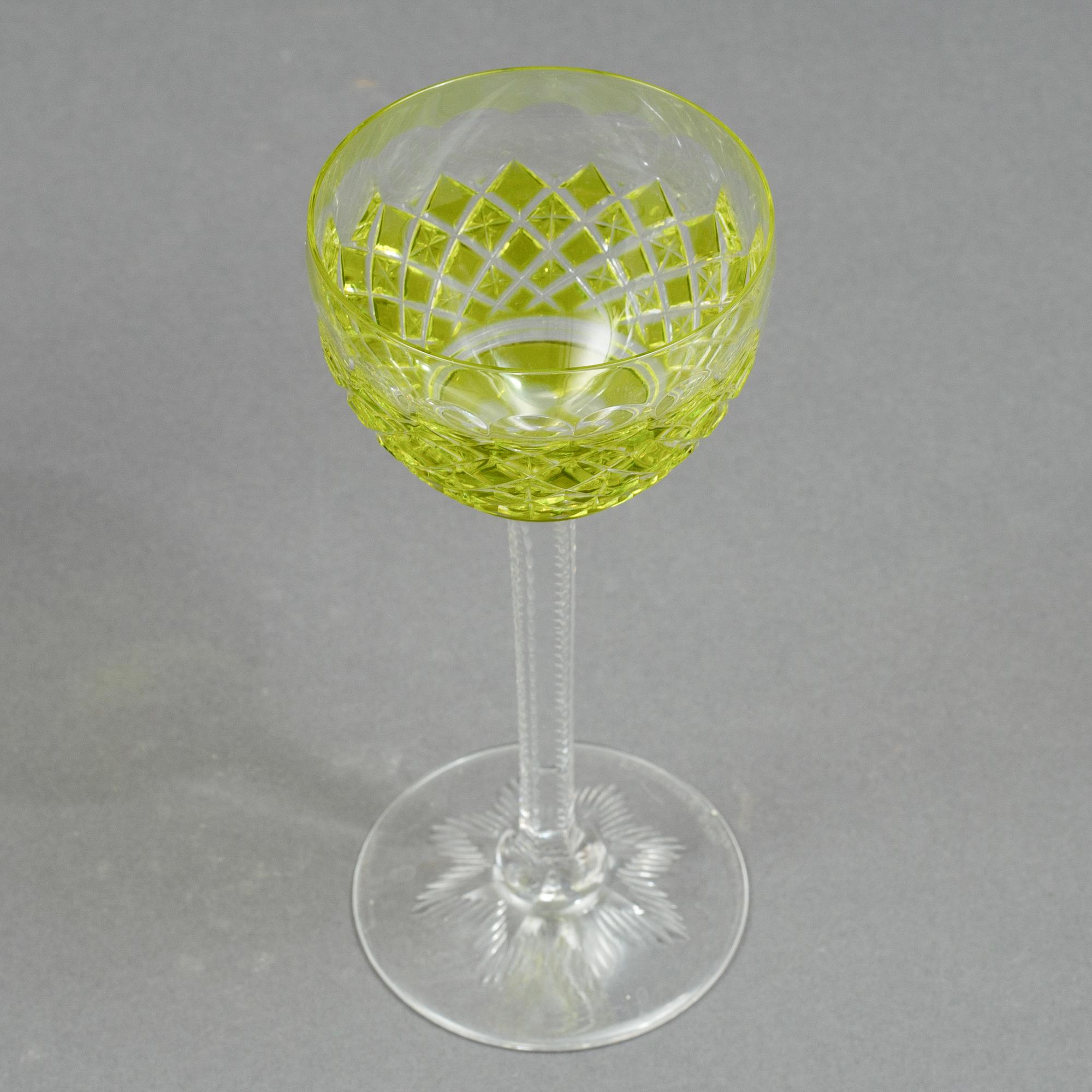 Eleven wine glasses, Bohemian style, 20th Century.