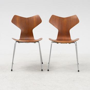 Arne Jacobsen, a set of five 'Grand Prix' teak chairs, Fritz Hansen, Denmark.