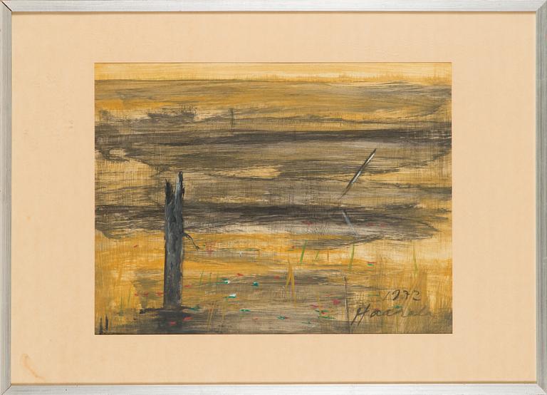 Olavi Haarala, oil and mixed media on paper, signed and dated 1972.
