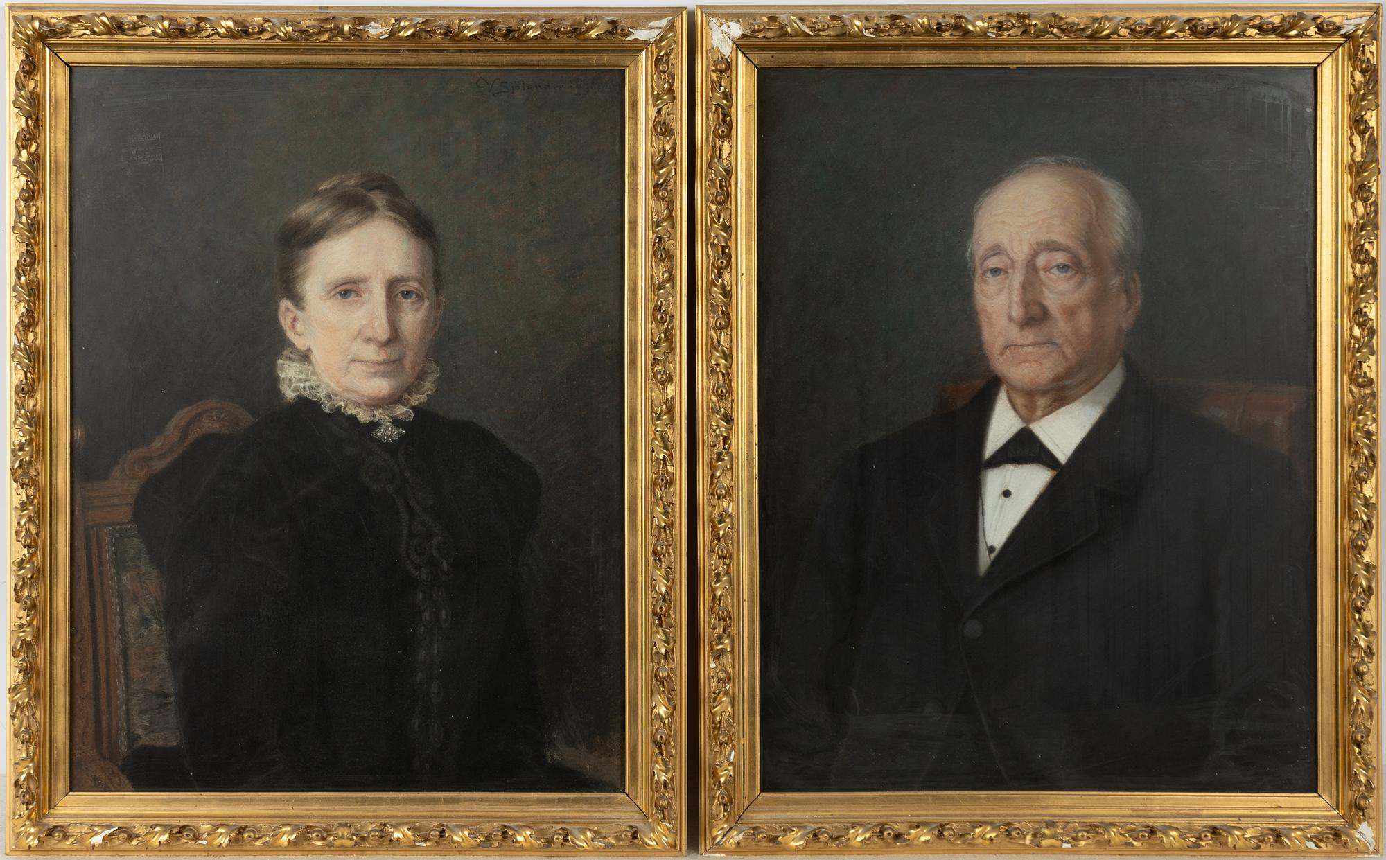 Unknown artist, 19th century, Portrait, a pair.