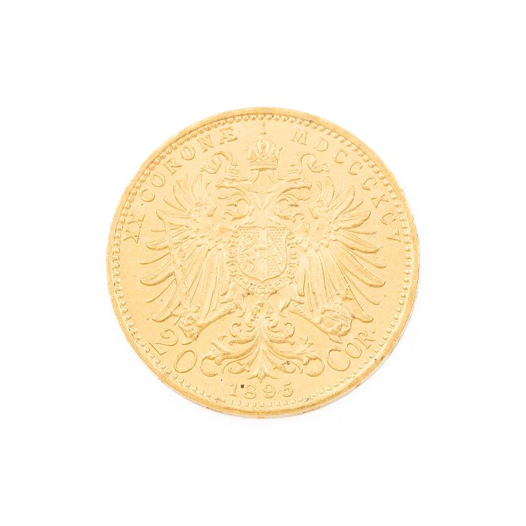 Gold coin, Austria-Hungary, 20 Corona, 1895.