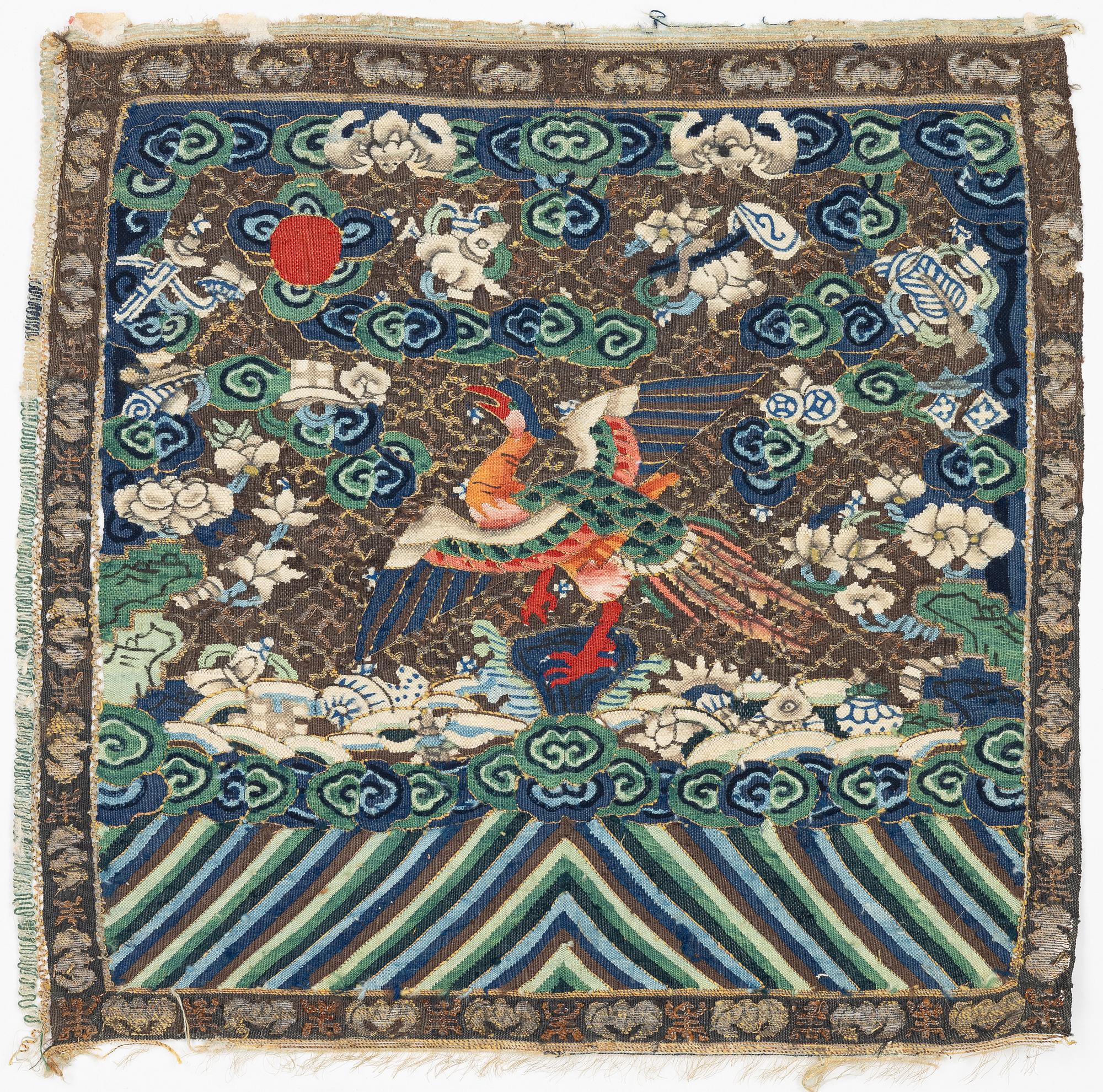 A group of three kesi rank badges with birds, Qing dynasty, 19th century.