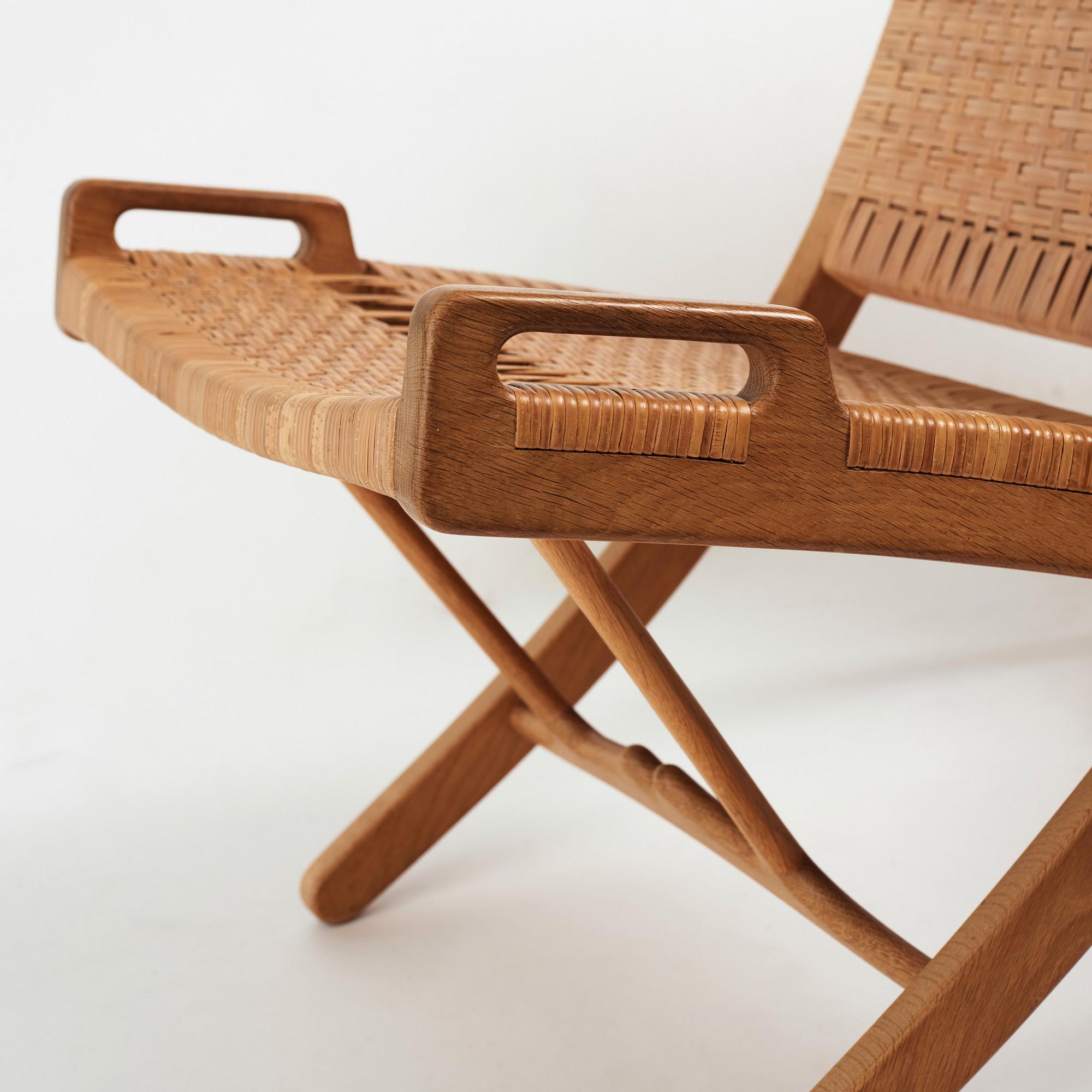 Hans J. Wegner, a pair oak and rattan "model 512" folding chairs by Johannes Hansen, Denmark 1950-60's.