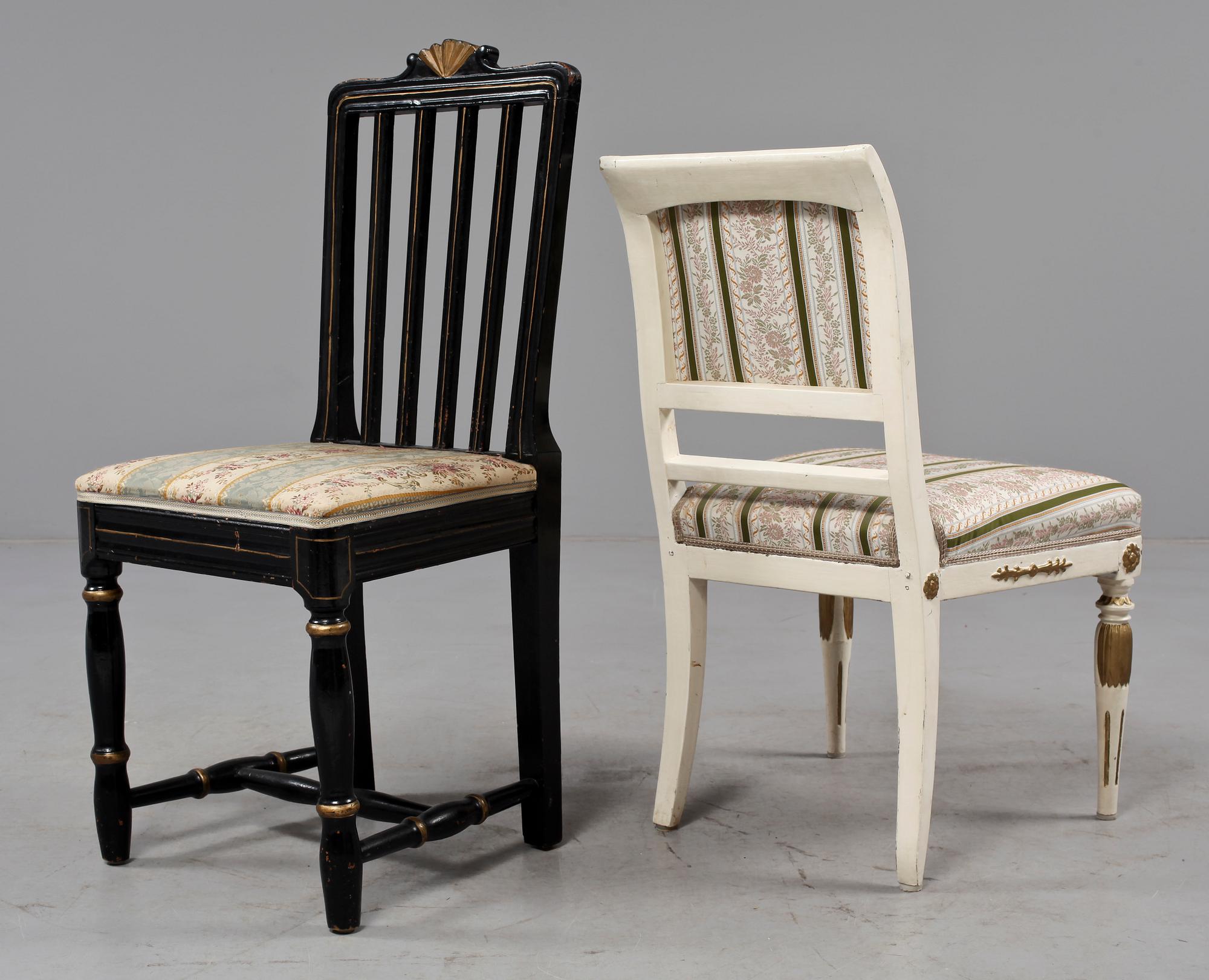 STOLAR, 4 + 1 st, gustavianska, omkring sekelskiftet 1800.