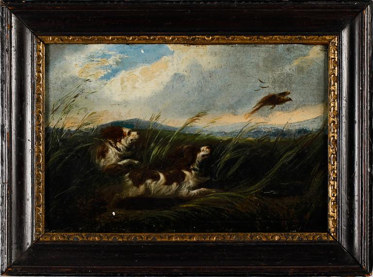 GEORGE ARMFIELD, hans art, olja på pannå, osignerad.