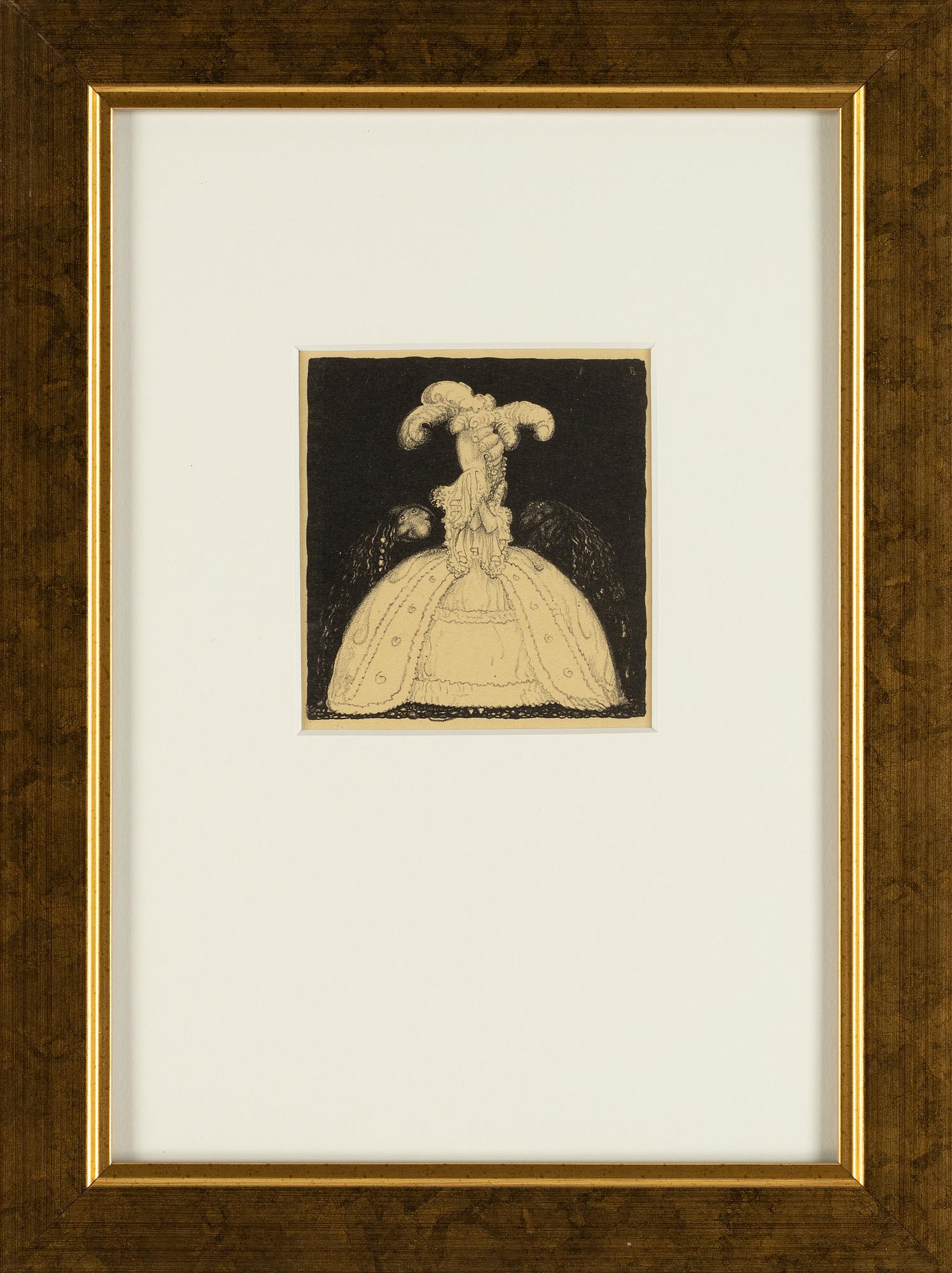 John Bauer, litografi, ur sviten "Troll", 1915, signerad B i trycket.
