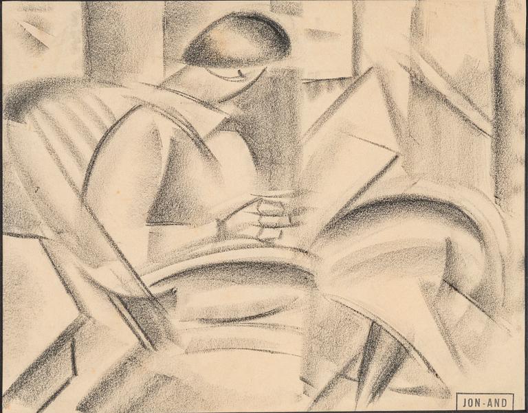 John Jon-And, kol på papper, stämpelsignerad.