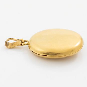 Medallion/Pendant in 18K gold with enamel in the form of a star and rose-cut diamond, 19th century.