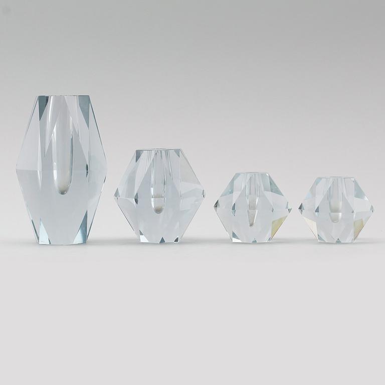 LJUSSTAKAR, 4 st, glas, Strömbergshyttan, 1900-talets mitt.