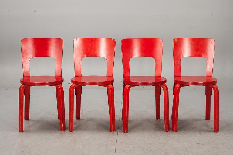 STOLAR, 4 st, modell 66, Alvar Aalto, Artek, 1900-talets senare hälft.