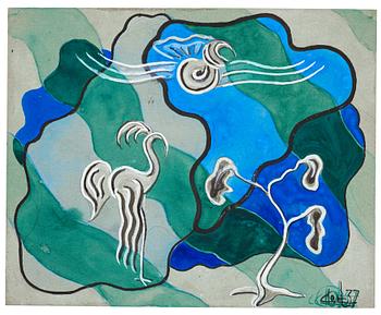 CO Hultén,  gouache, signed with monogram and dated -37.