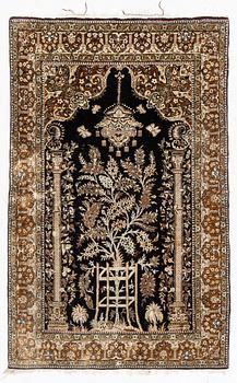 A rug, silk Quum, ca. 156 x 102 cm.