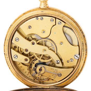 Pocket watch, 18K gold, hunter case, 50 mm.
