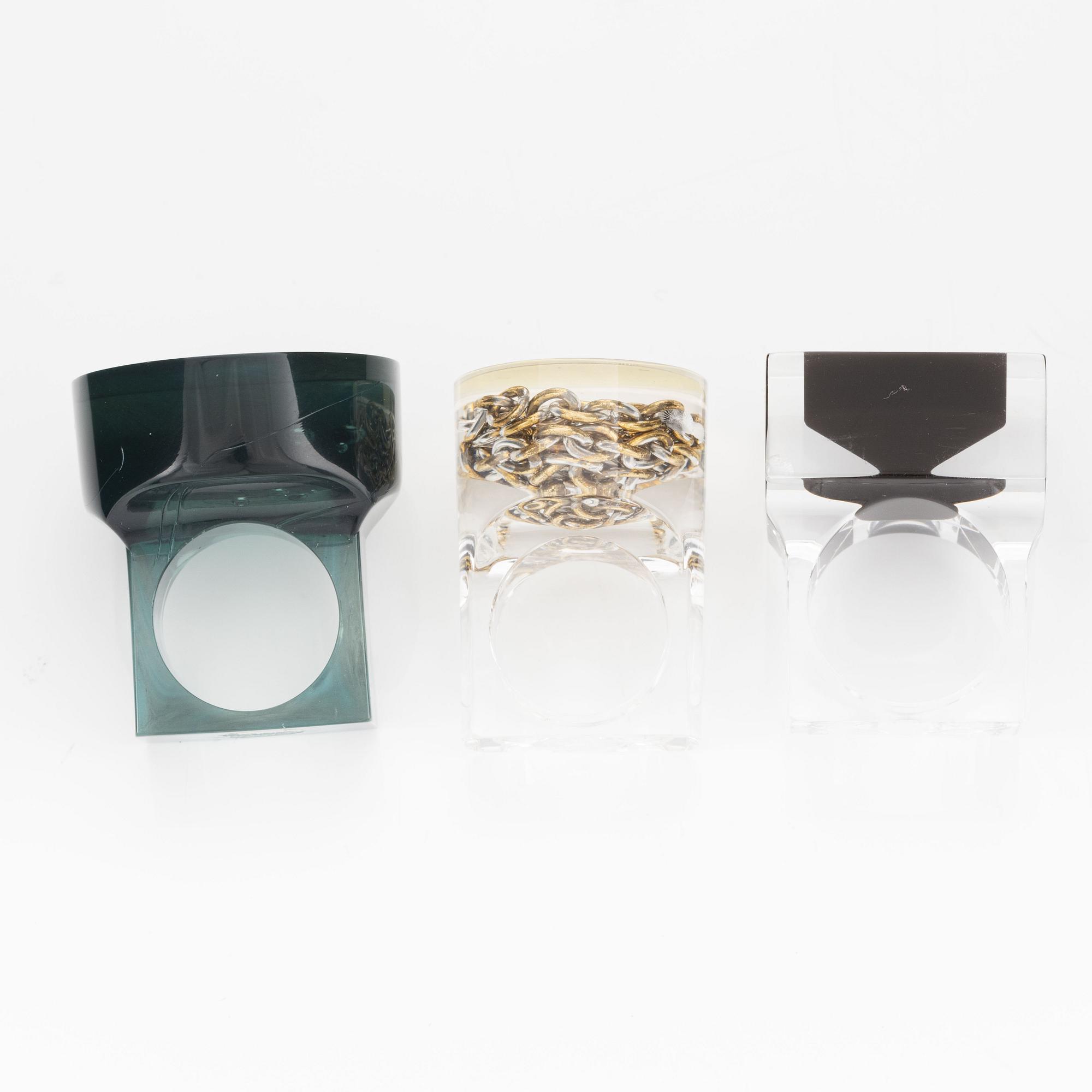 Siv Lagerström, three rings, acrylic plastic, 1970s.