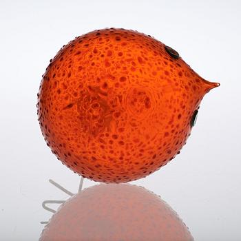 A Peter Pelzel 'Pulcino' glass figure of a bird, copper legs, Italy 1960's.